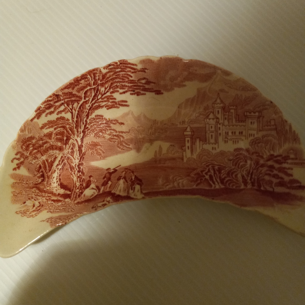 Vintage Scenic Red Glass Art Plate
